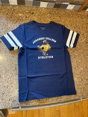 Janie and Jack Navy Tee with Yellow Mascot and White Sleeve Stripes